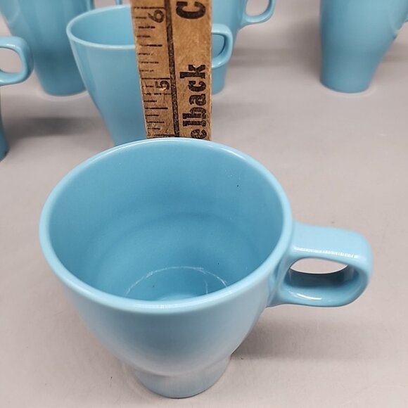 IKEA stacking Coffee mugs Turquoise Blue 15199 Set Of 6 Ceramic - Picture 5 of 5
